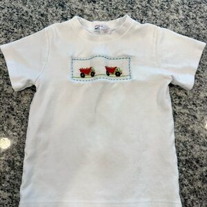 Silly Goose Boys T-Shirt with Smocked Dump Trucks- Size 6